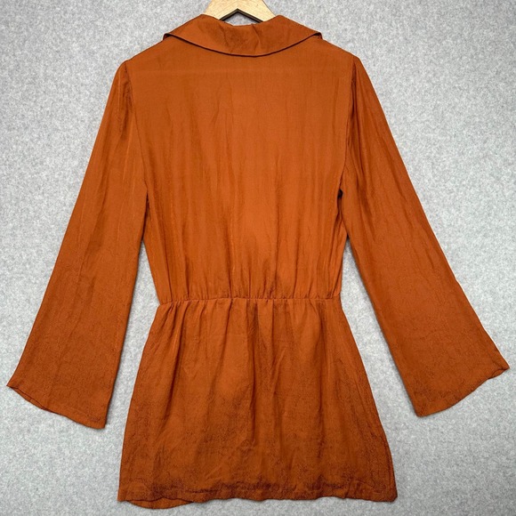 Free People Simone Dress Women's Orange Rust Viscose Blend Blazer Size Small New - Picture 4 of 9